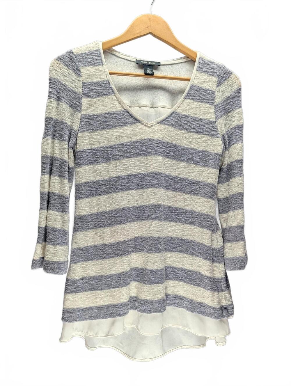 White House Black Market Striped V-Neck Sweater Tunic with 3